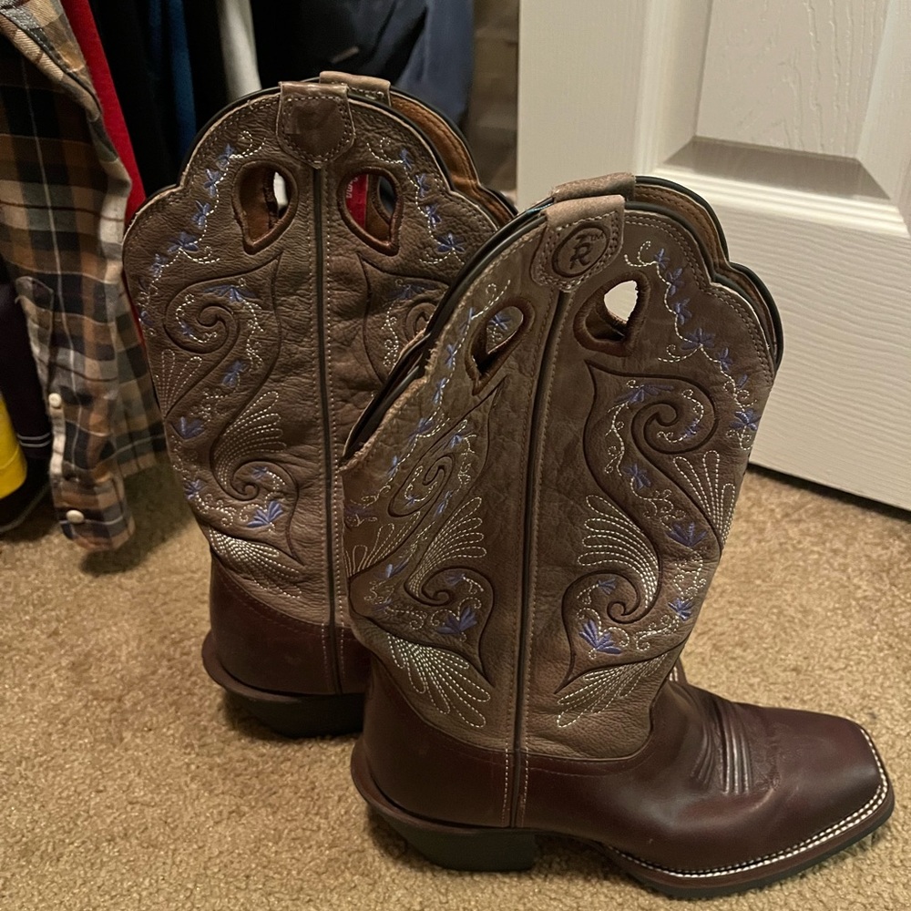 Tony Lama Brown and Purple Heeled Boots